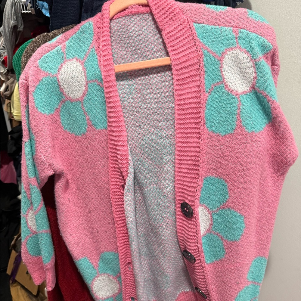 SHEIN Pink and Blue Floral Cardigan